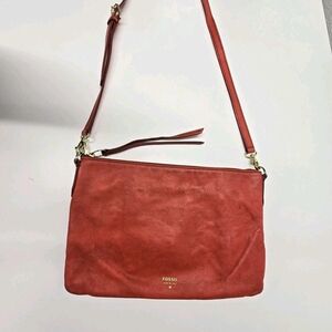 Fossil Women's Red Leather Crossbody Bag